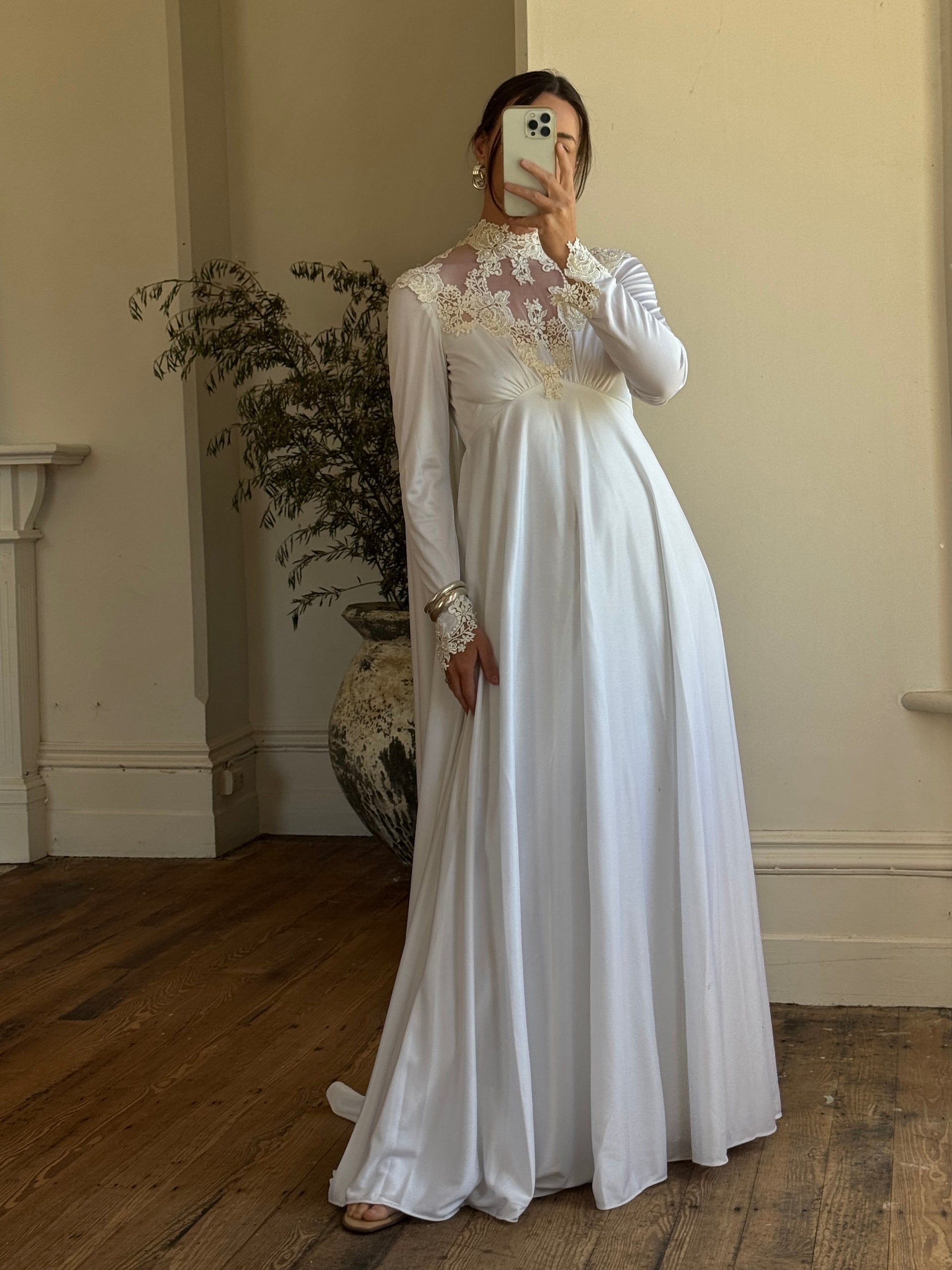 Vintage 60s Jersey and Lace Cape Wedding Dress Call Me The Breeze Vintage 60s Jersey and Lace Cape Wedding Dress Call Me The Breeze