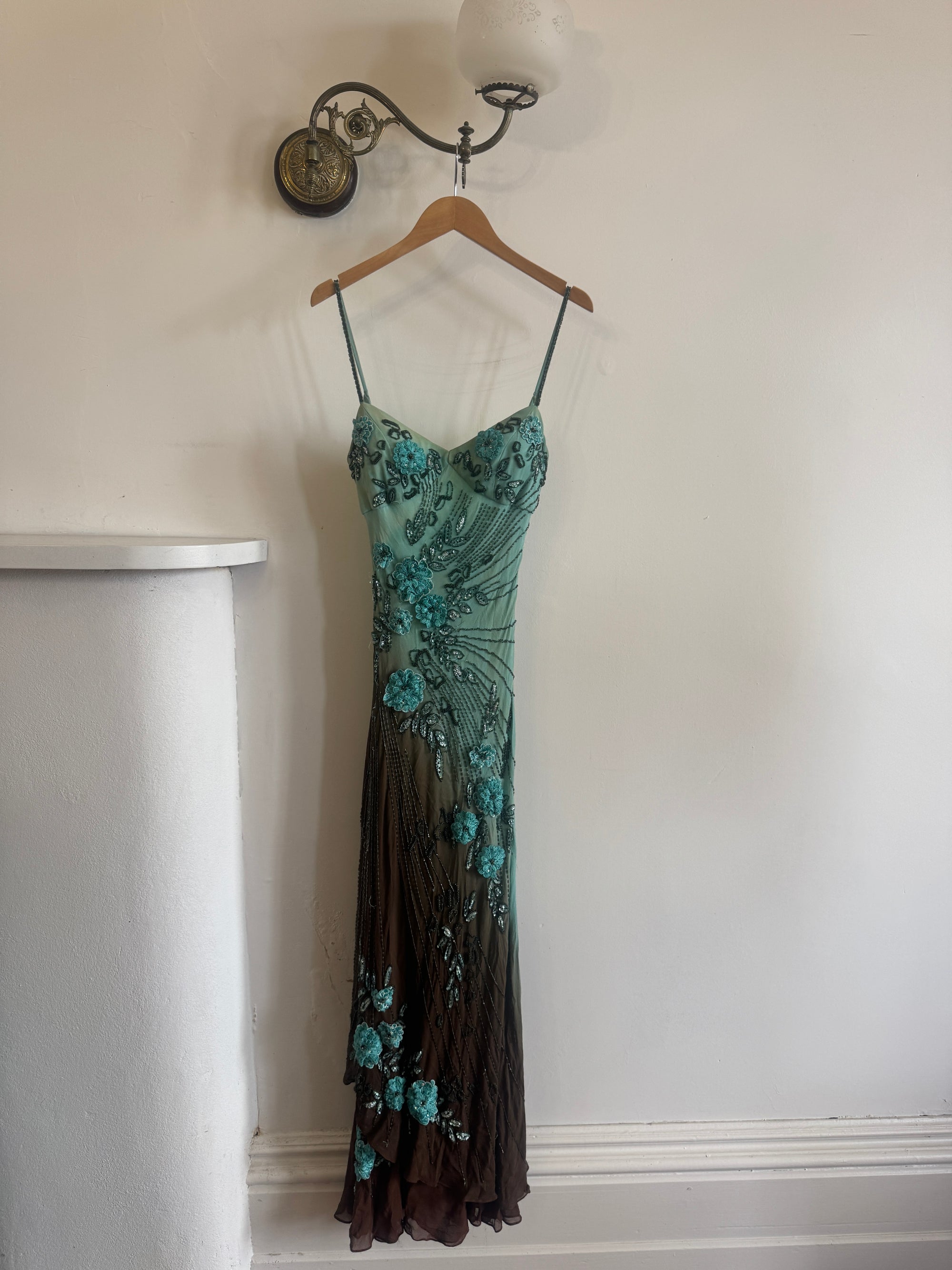 Vintage 90s Rare Ombre Embellished Mermaid Dress