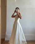 Vintage 90s Pure Silk Halter Princess Wedding Dress