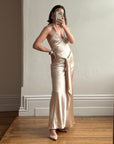Vintage Y2K Champagne Satin Multiwear Prom Dress