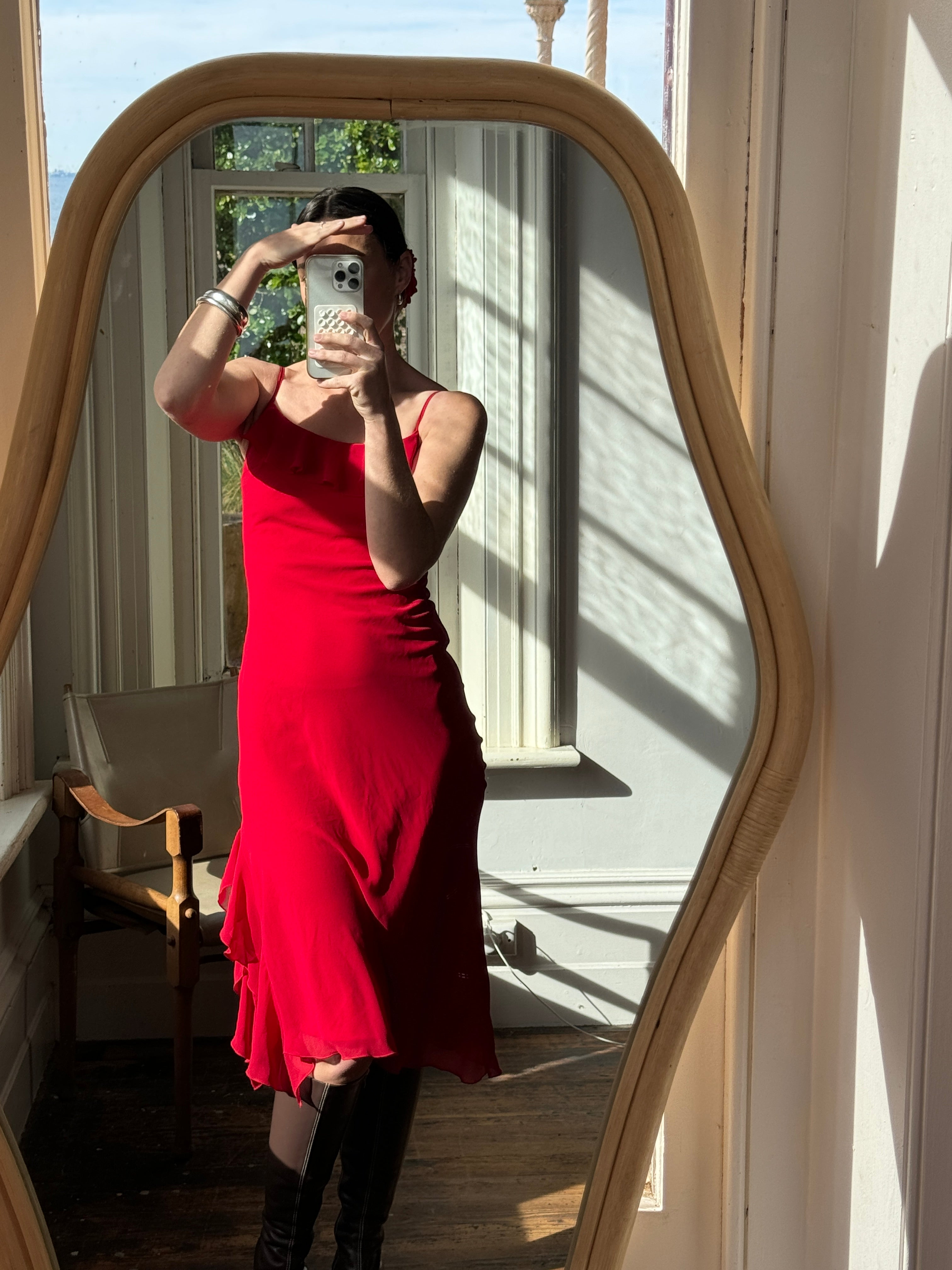 Vintage 90s Scarlett Red Slip Dress
