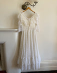 Vintage 70s Lace Prairie Wedding Dress