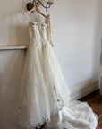 Vintage 90s Rosette Tulle Princess Wedding Gown with Gloves