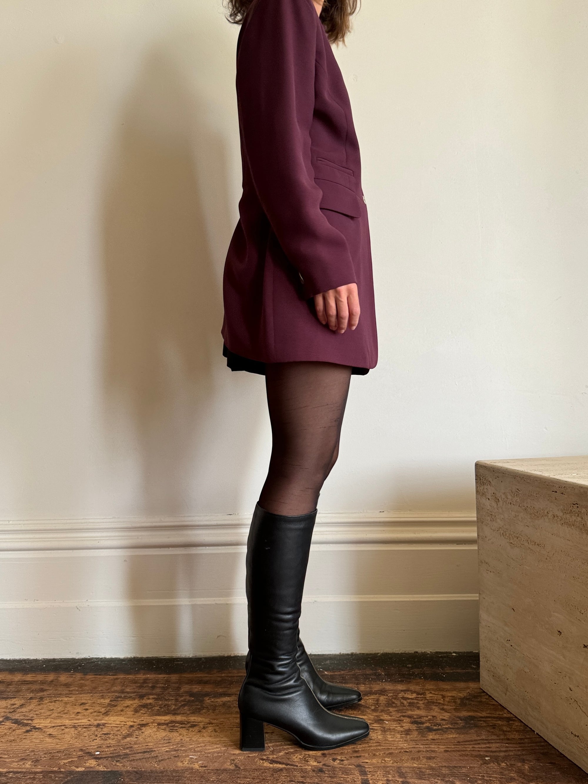 Vintage 90s Plum Button Up Blazer Dress