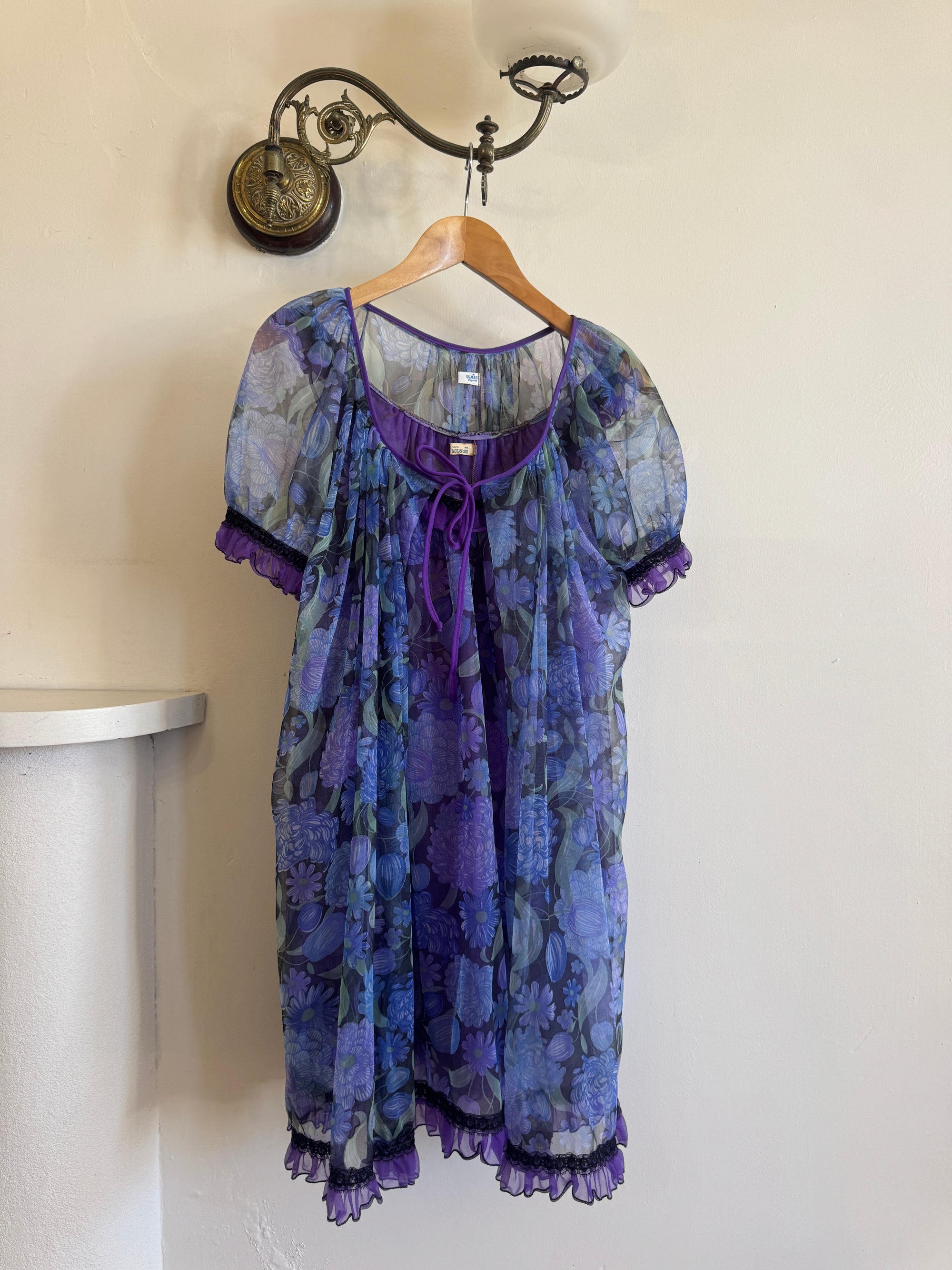 Vintage 60s Moonflower Slip and Cape Set