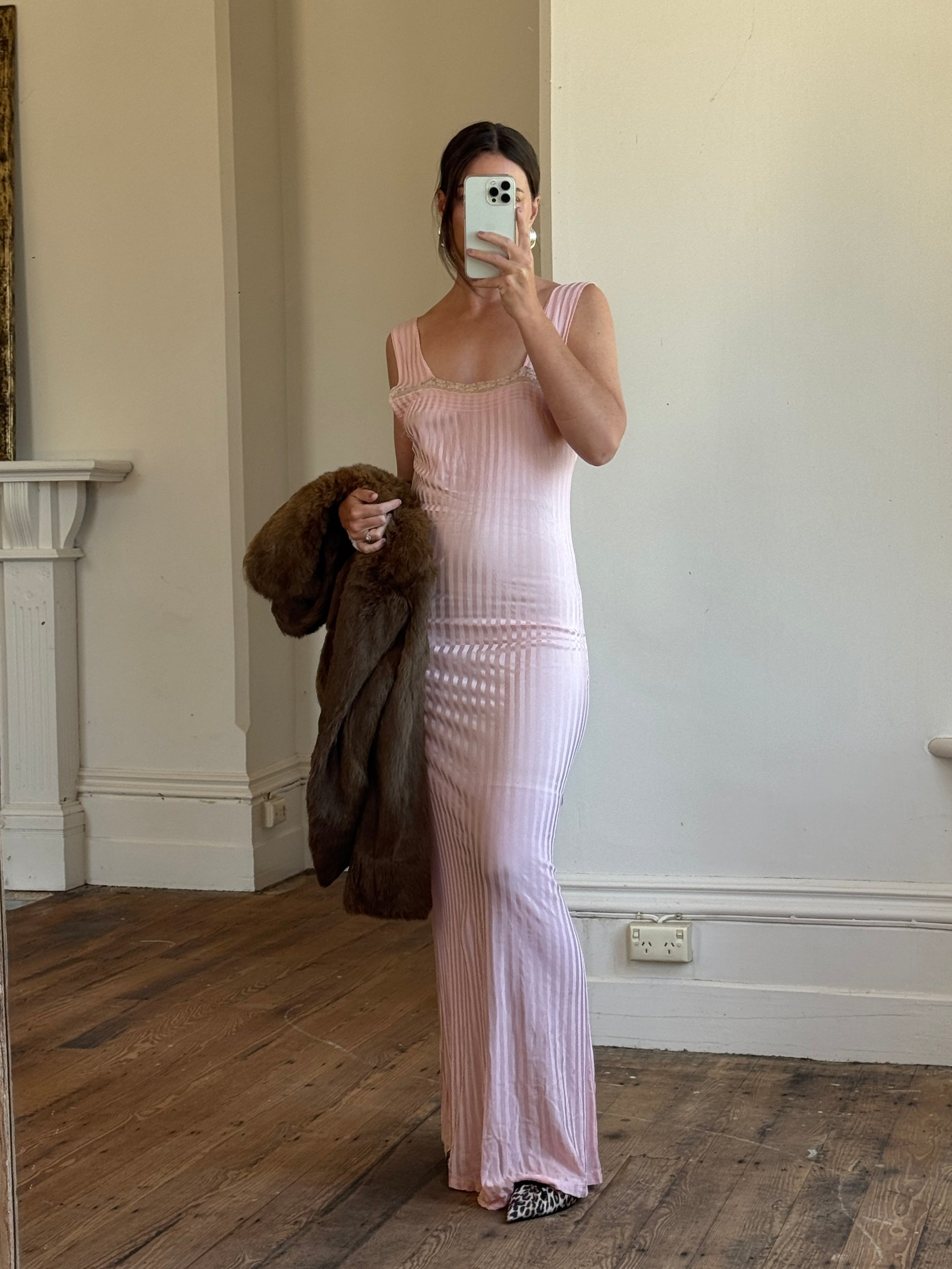 Vintage 30s Blush Pink Negligee Slip Dress