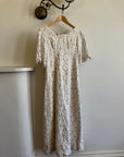 Vintage 60s Embroidered Floral Bridal Midi