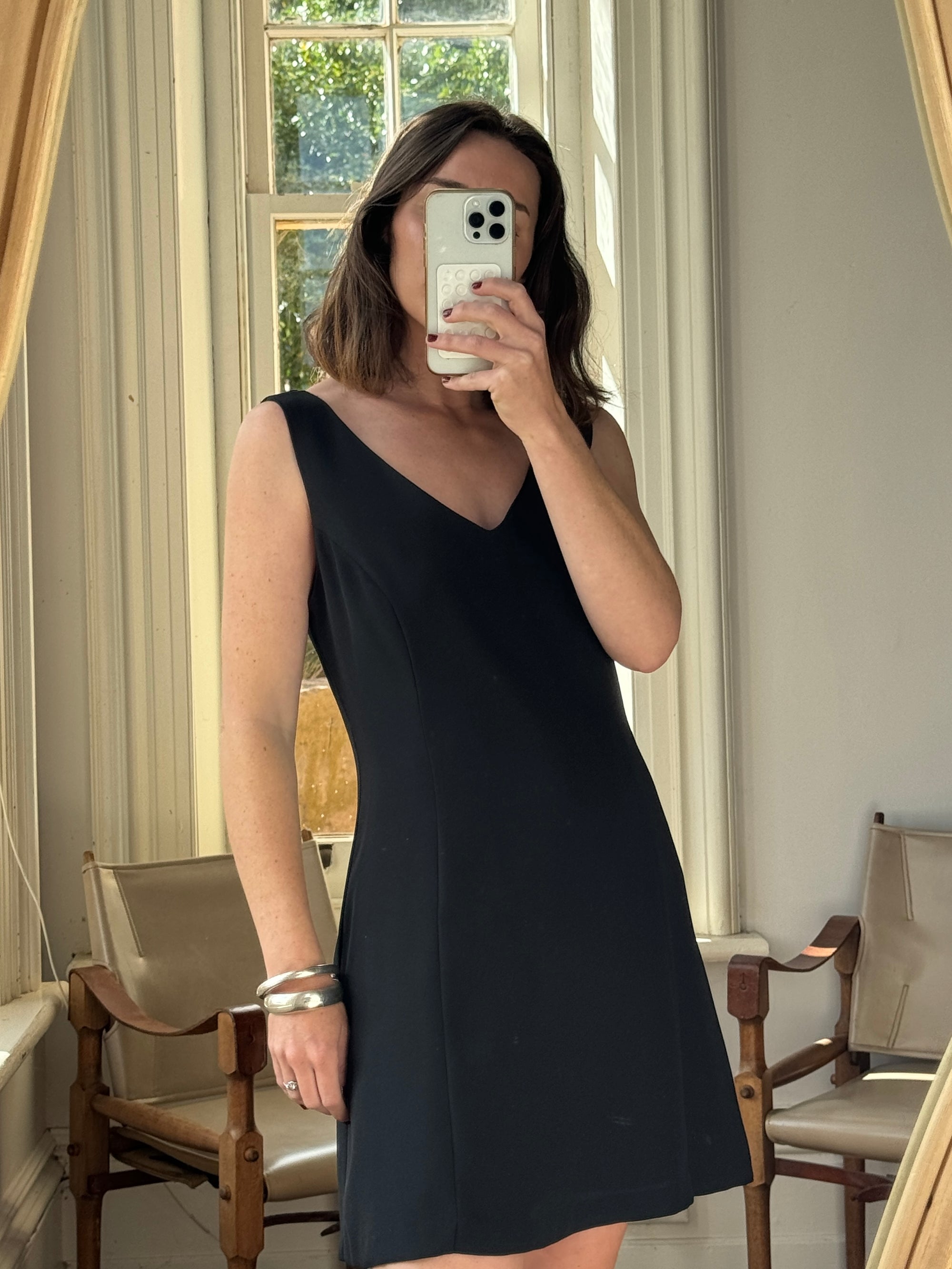 Vintage 90s Tailored A-Line Mini Dress Noir