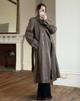 Vintage 70s Showerproof Double Breasted Trench Coat Olive