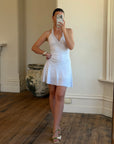 Vintage Y2K Jersey Halter Mini Dress White