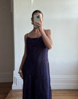 Vintage 90s Embellished Slip Midi Dress Indigo