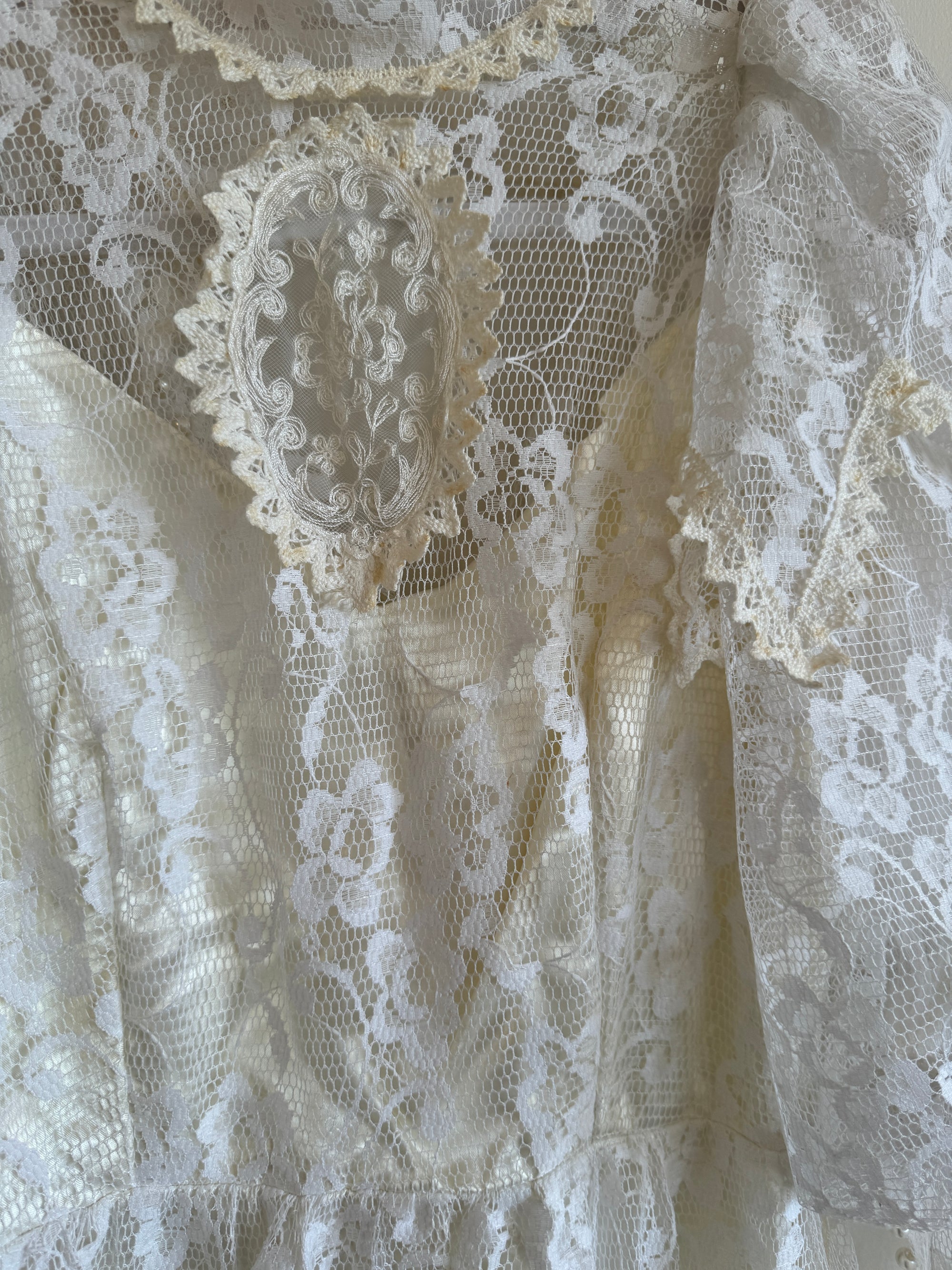 Vintage 70s Crochet Lace Mesh Maxi