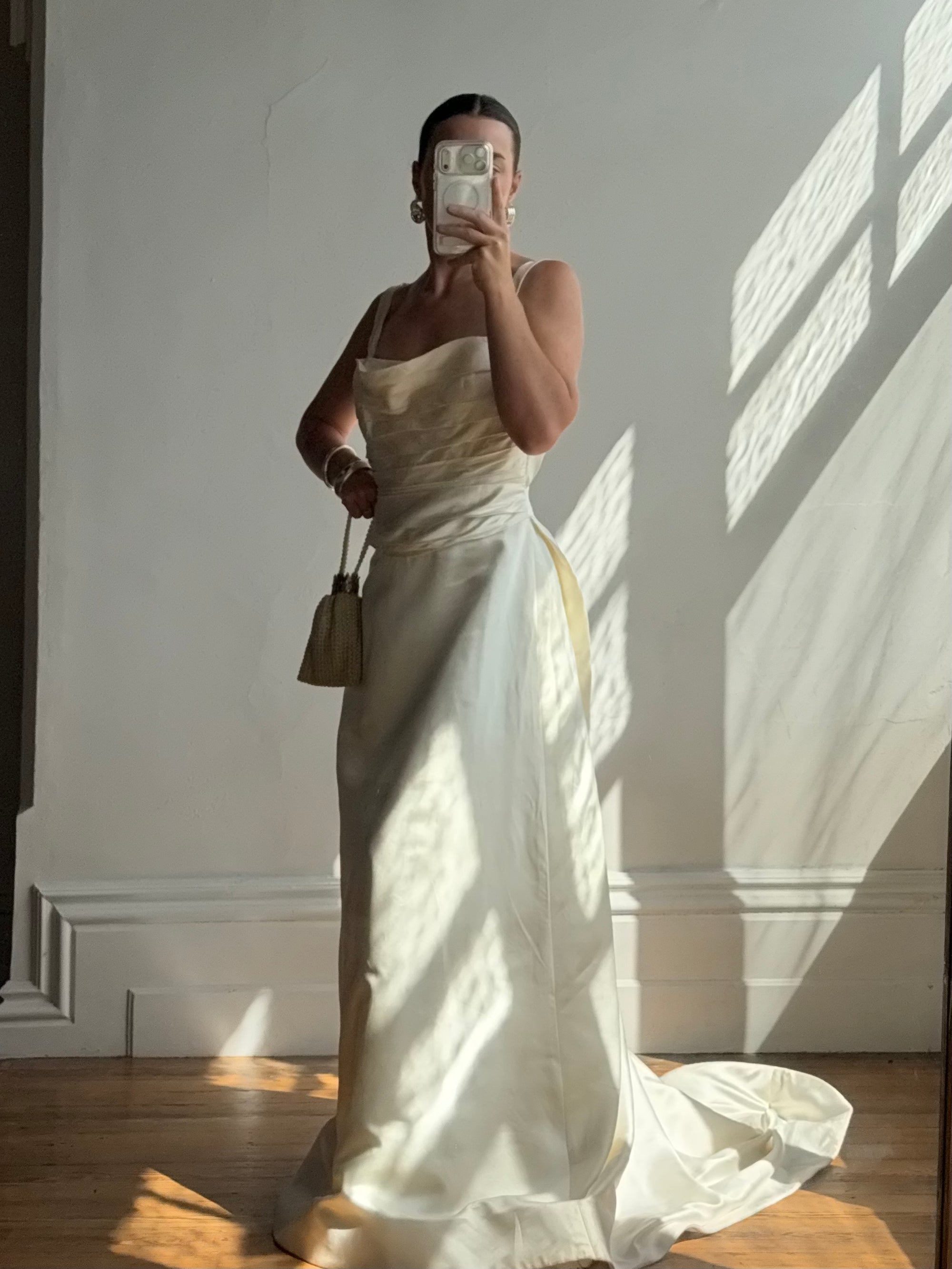 Vintage Y2K Vera Wang Silk Pleated Wedding Gown