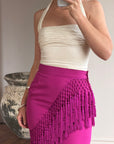 Vintage 80s Gianni Versace Couture Tassel Skirt Fuschia