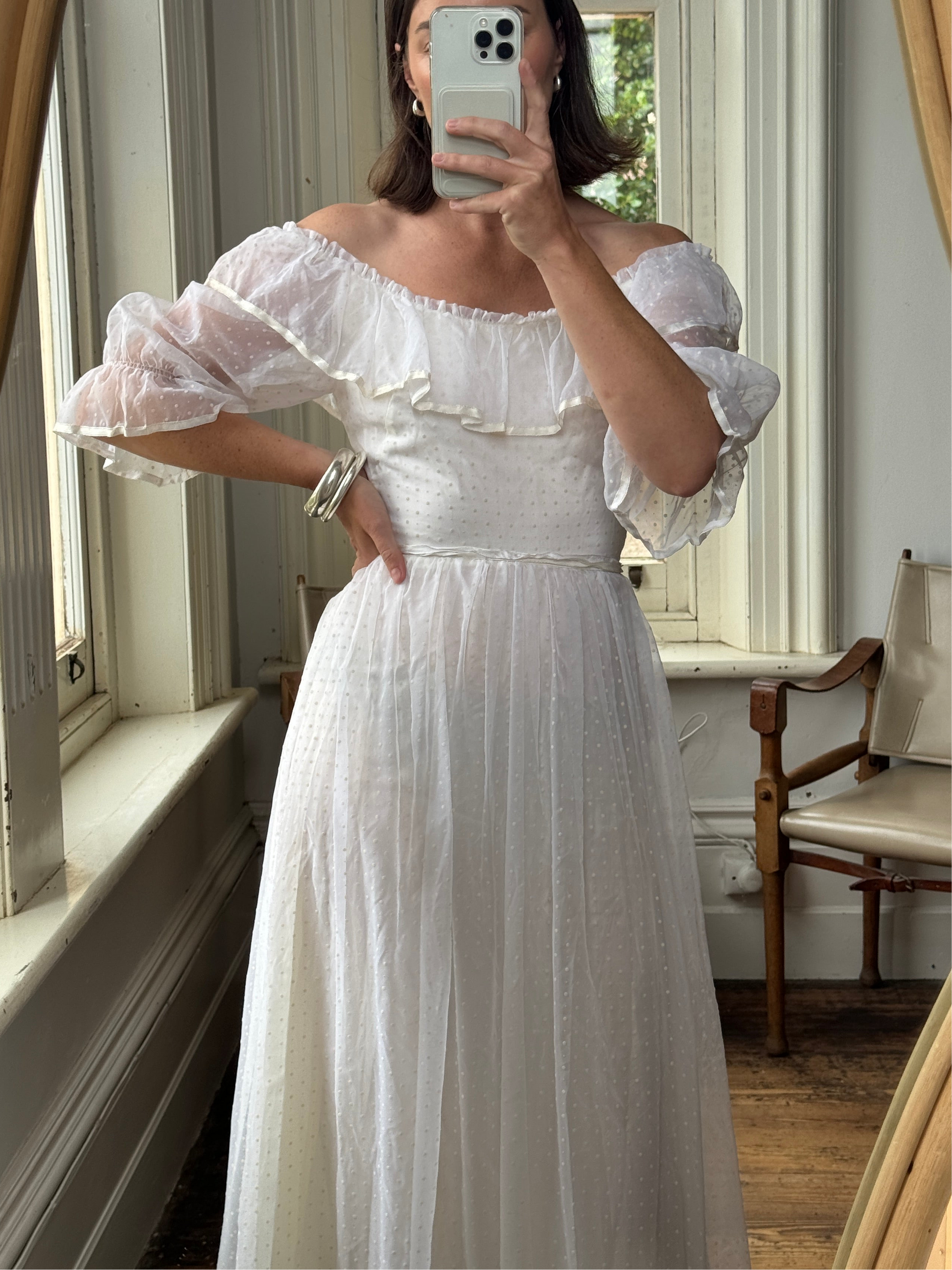 Vintage 70s Polka Dot Ruffle Australian Made Wedding Dress Call Me The Breeze Vintage 70s Polka Dot Ruffle Australian Made Wedding Dress Call Me The Breeze