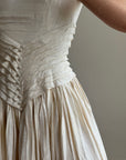 Vintage 90s Pure Silk Pleated Waist Wedding Dress