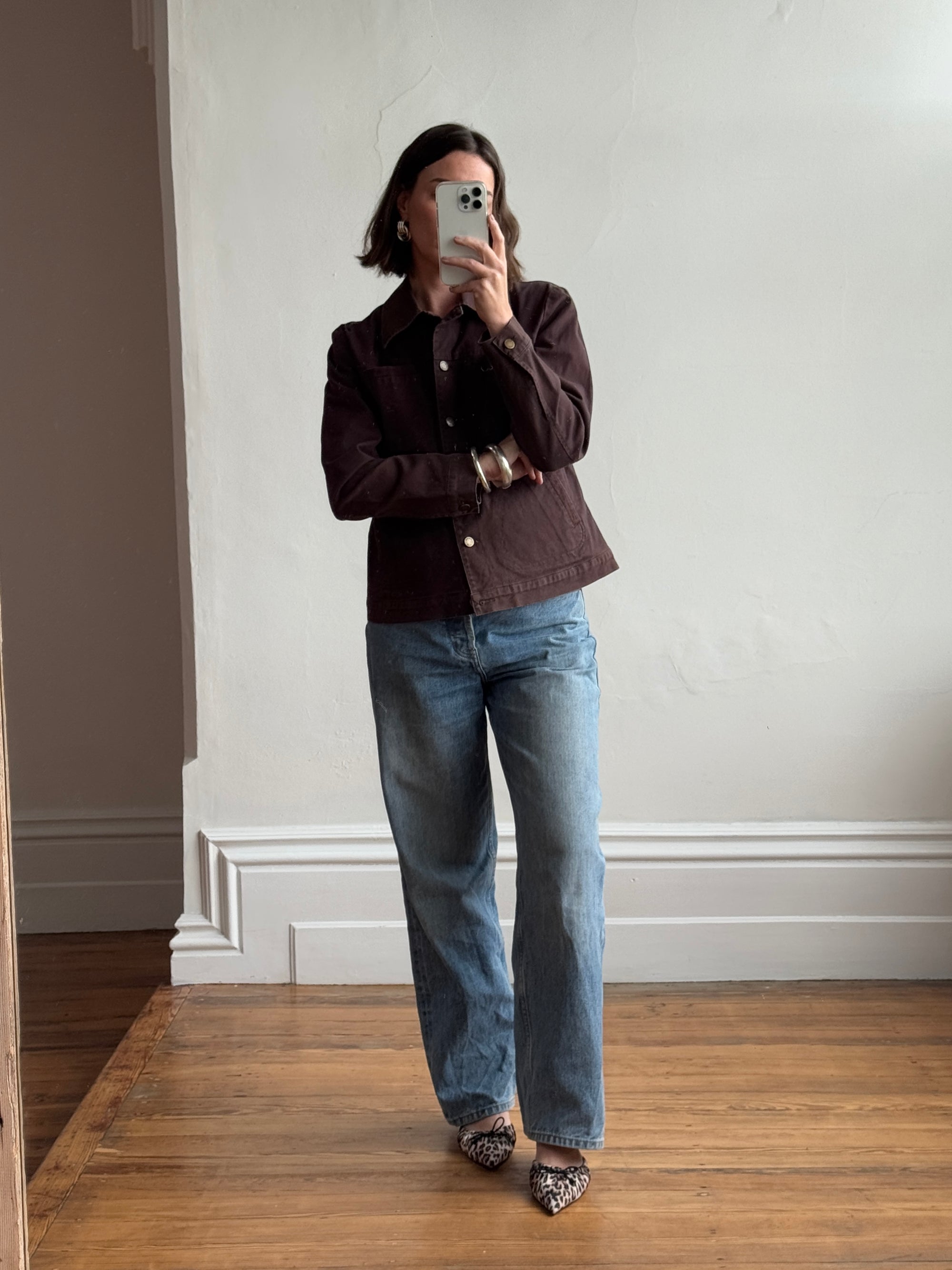 Vintage 90s Cotton Utility Shirt Chocolate