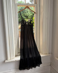 Vintage 80s Sheer Lace Slip Dress Noir