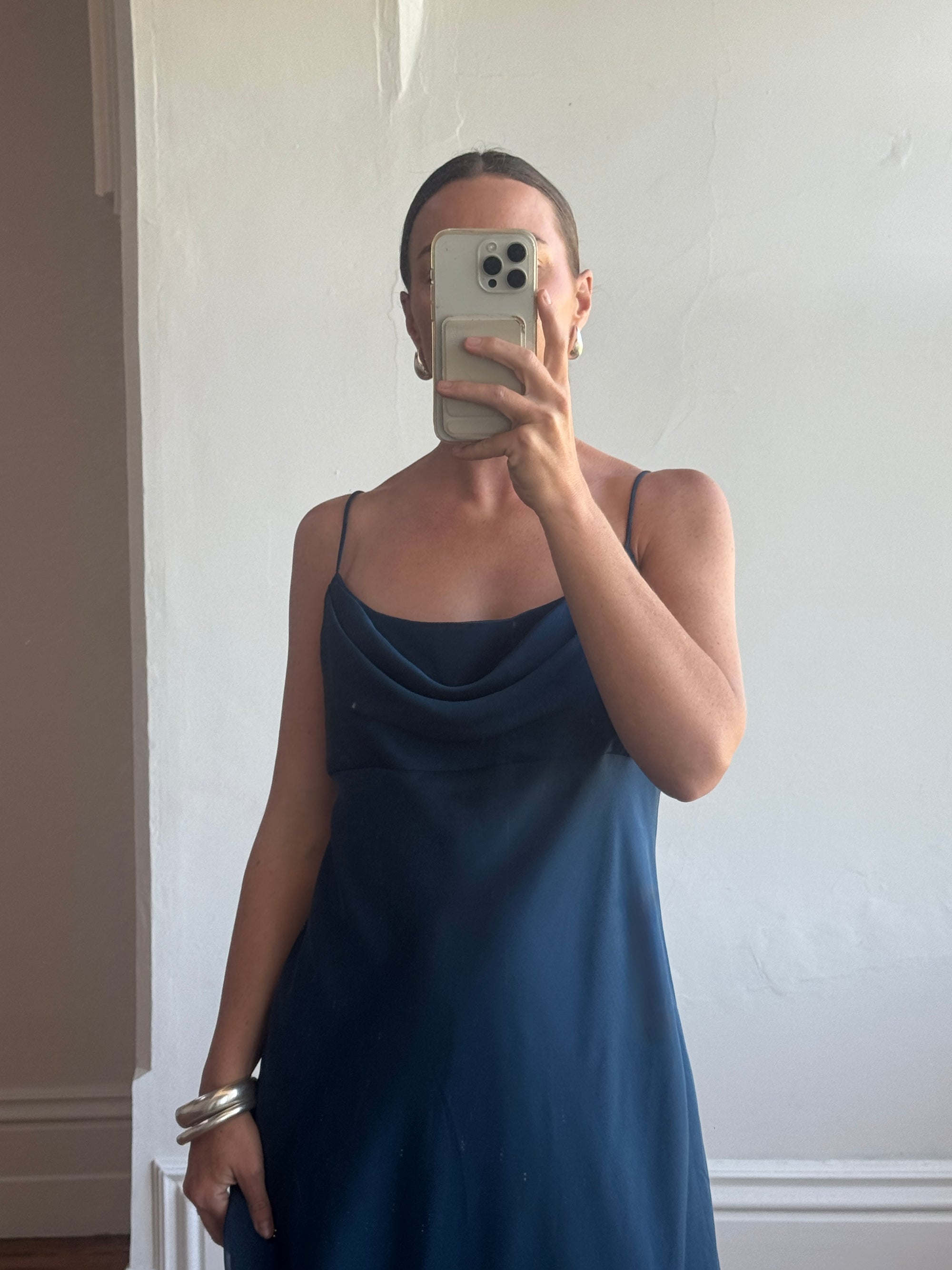 Vintage 90s Australian Made Navy Spaghetti Strap Dress