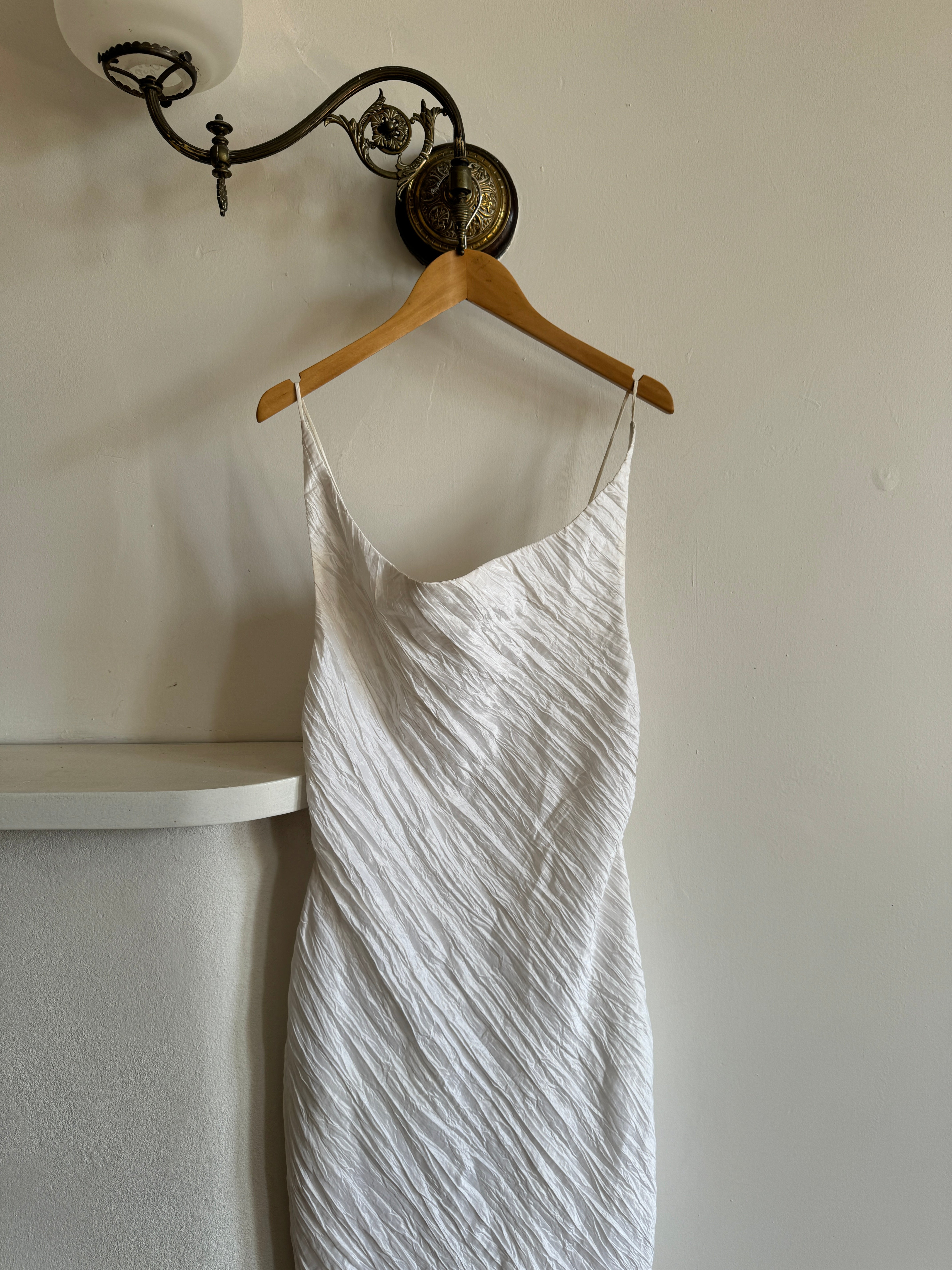Vintage 90s Crinkle Bias Cut Wedding Dress