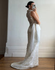 Vintage 90s Italian Organza Tie Top and Feather Skirt Bridal Set