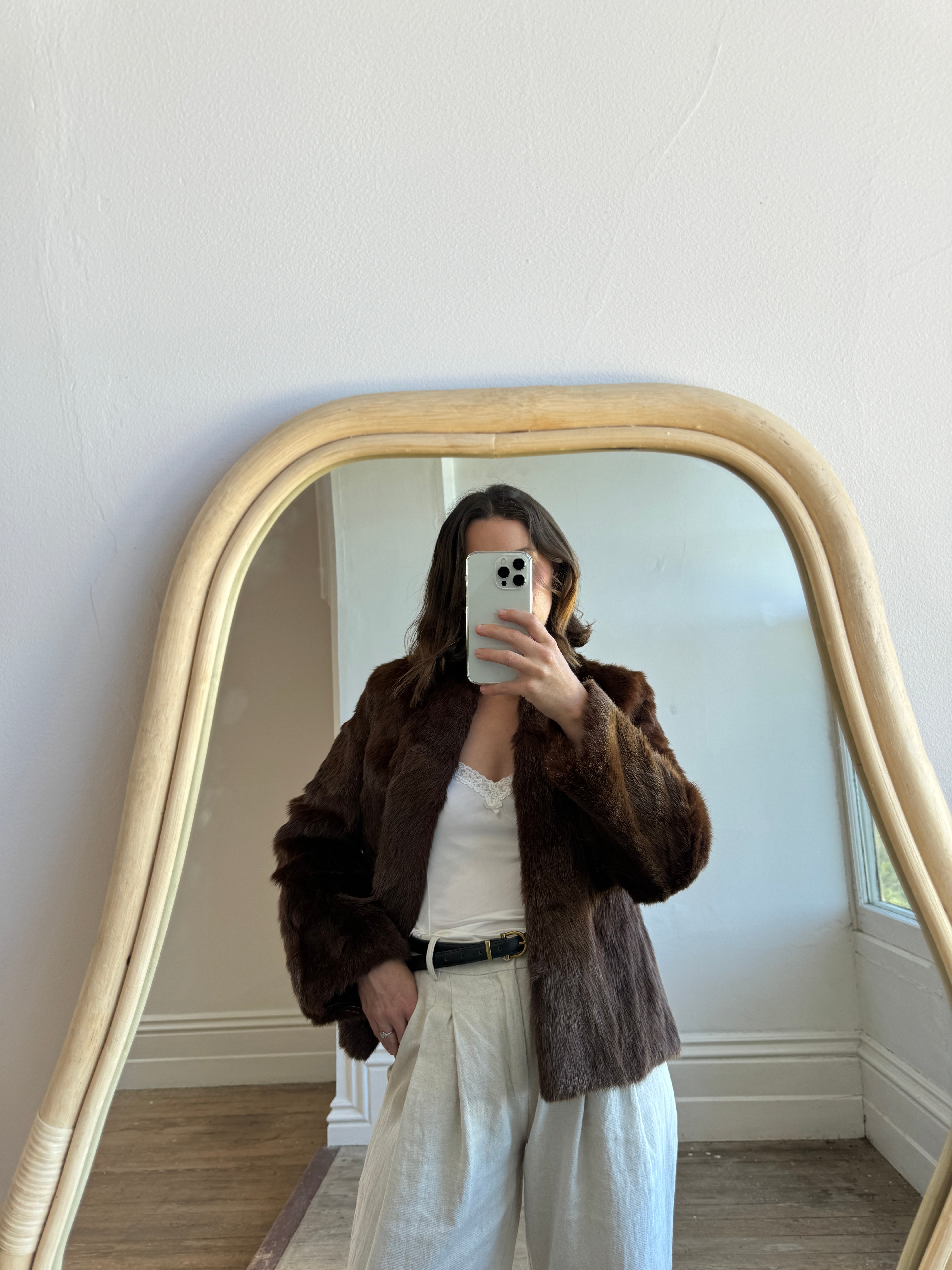Vintage Faux Fur Jacket Chestnut Brown