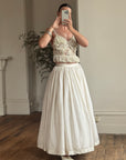 Vintage 90s Two Piece Tulle Beaded Top and Princess Silk Satin Skirt