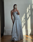 Vintage 90s Jacquard Corset Satin Dress Ice Blue