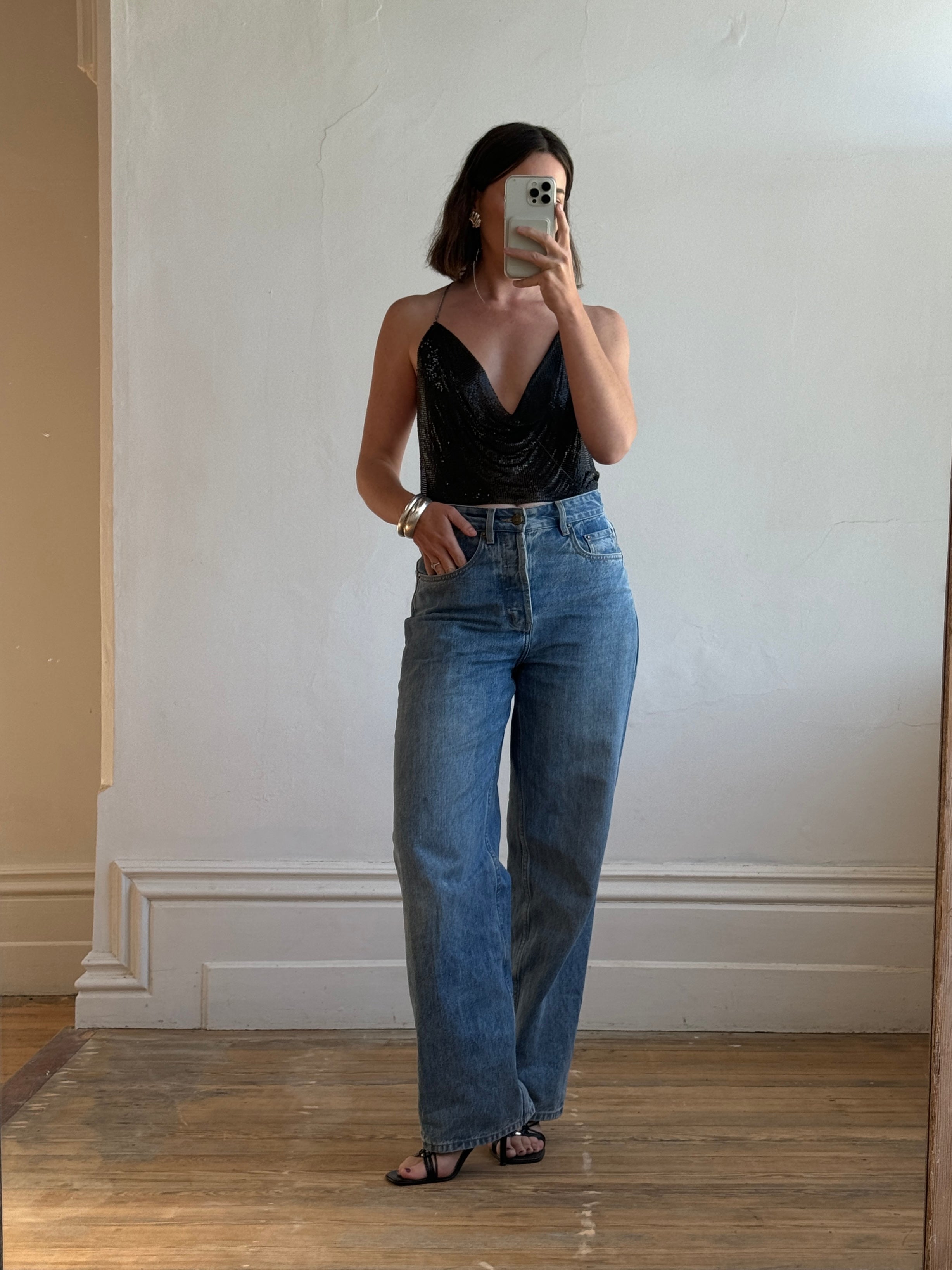 Vintage Glo Mesh Top Dark Grey