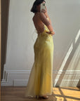 Vintage 90s Organza Yellow Ruffle Prom Slip Dress