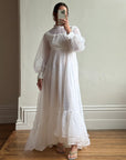 Vintage 70s Swiss Dot Prairie Wedding Dress