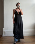 Vintage 80s Sheer Lace Slip Dress Noir