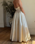 Vintage 90s Princess Brocade Champagne Wedding Gown