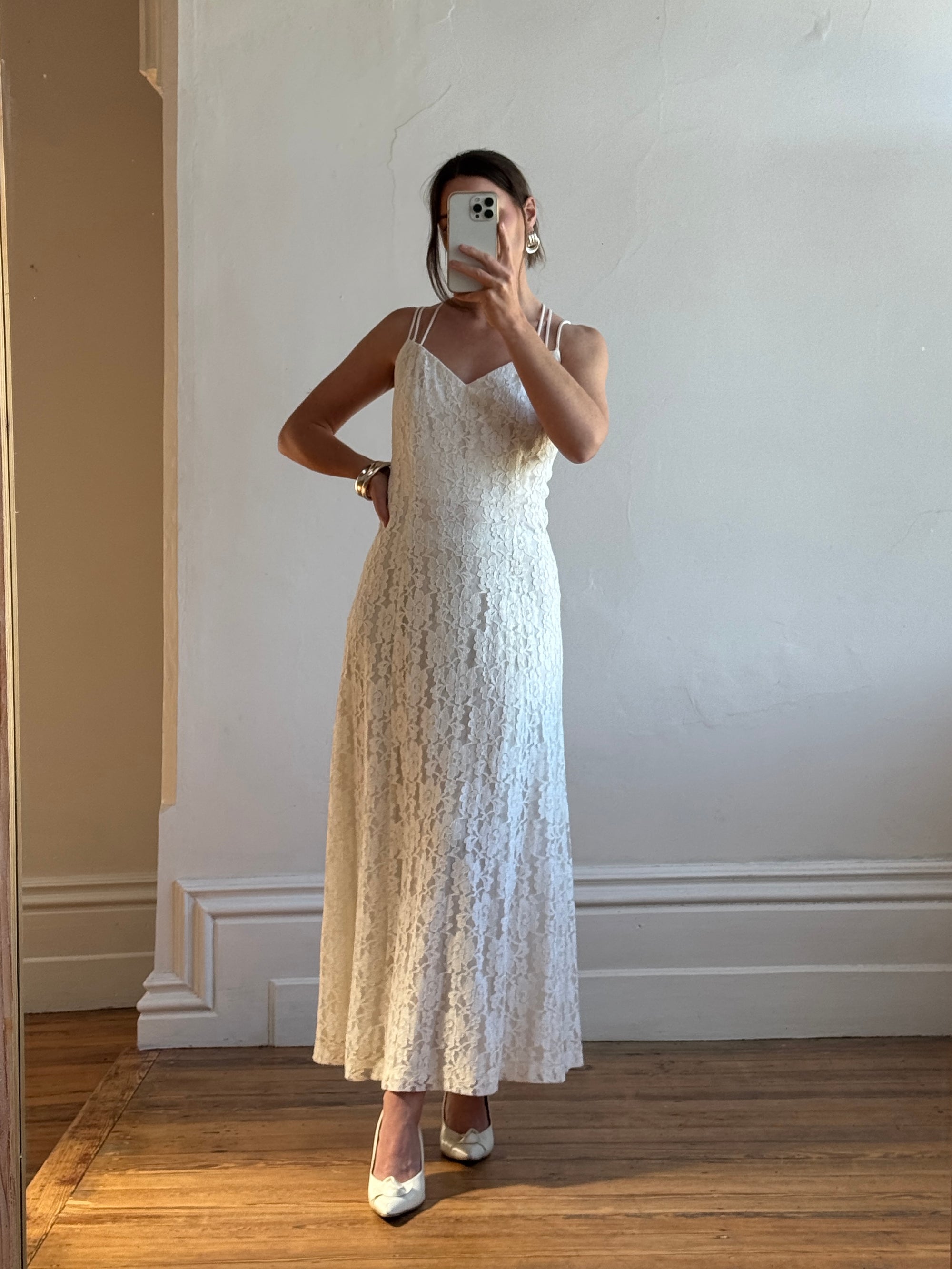 Vintage 90s Australian Made Lace Bridal Slip and Bolero