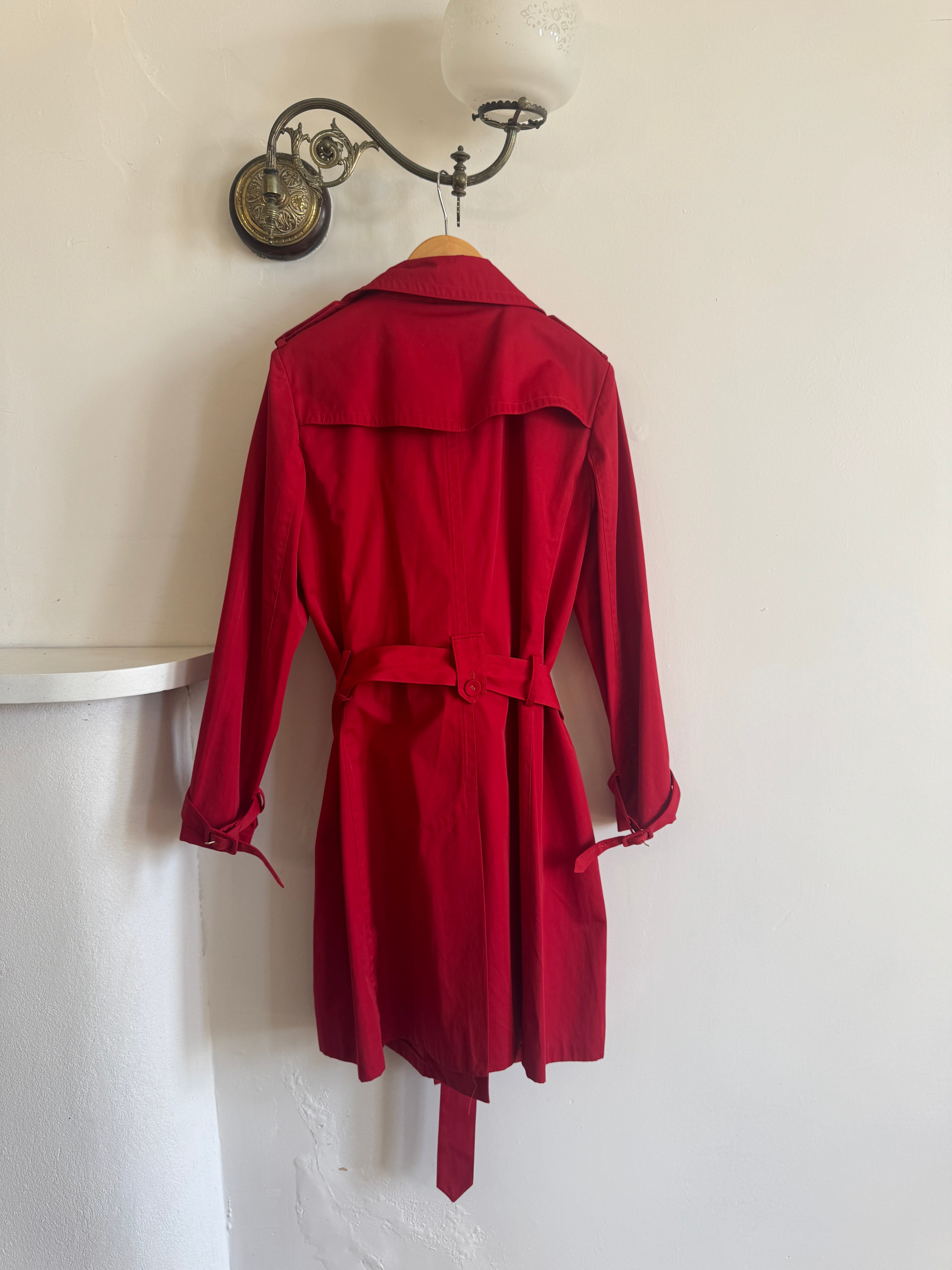 Vintage 90s Red Mid Length Trench Coat