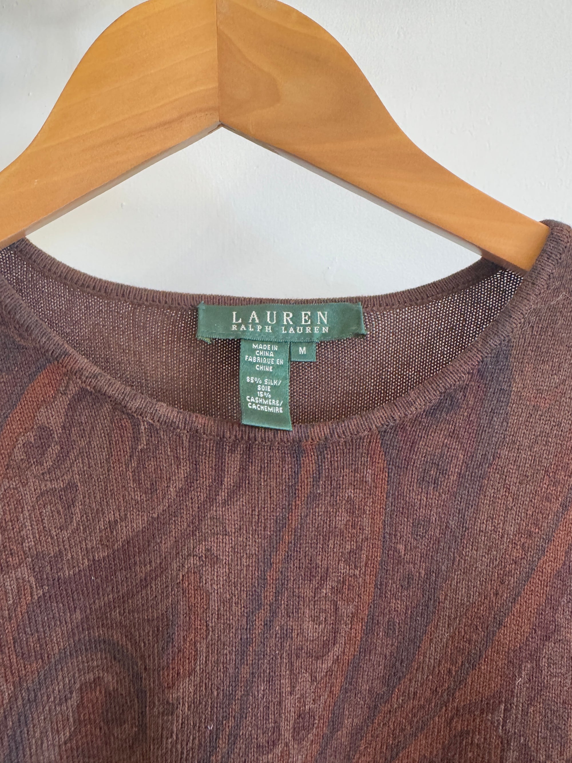 Vintage 90s Lauren By Ralph Lauren Paisley Silk and Cashmere Knit Top