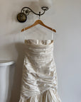 Vintage Y2K Pure Silk Taffeta Gathered Fishtail Wedding Gown