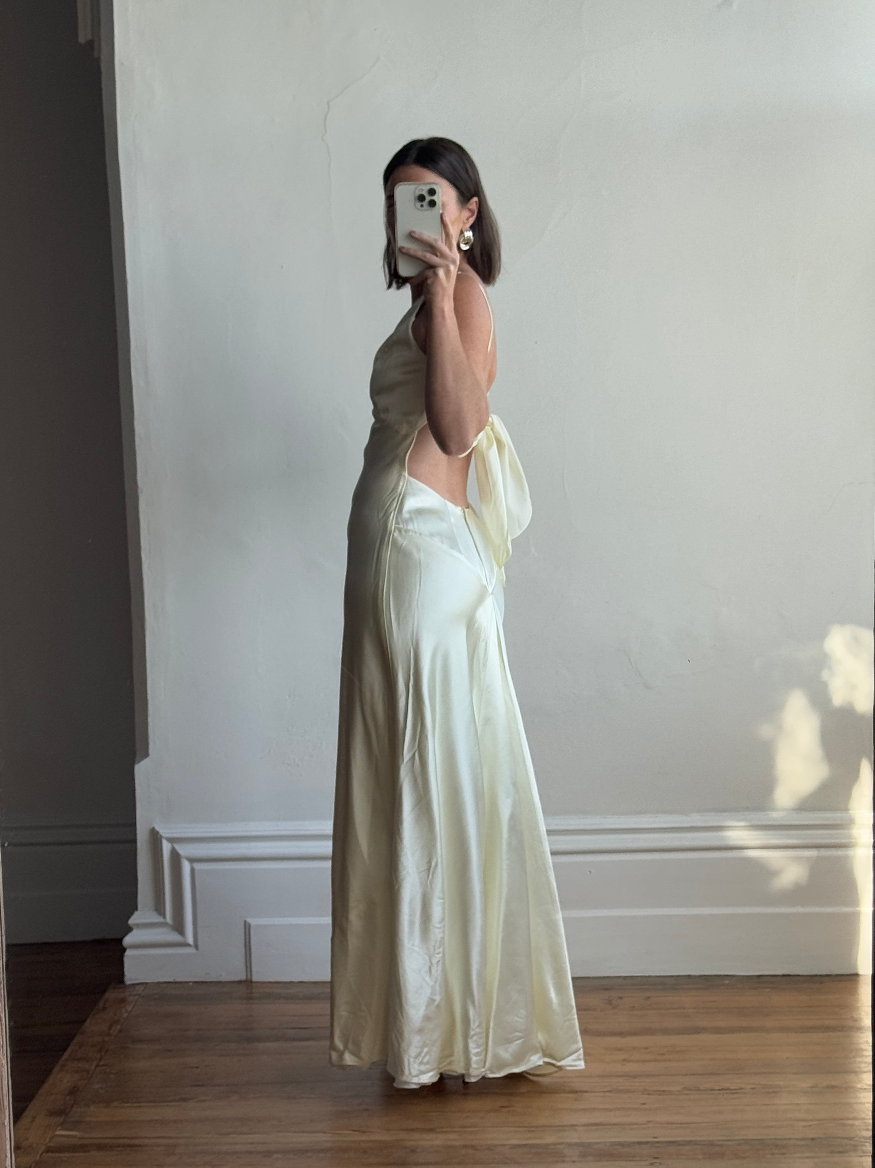 Vintage 90s Australian Made Satin Backless Wedding Dress