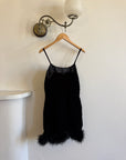 Vintage 90s Velvet Ostrich Feather Micro Mini Noir