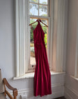 Vintage 90s Crimson Satin Ruched Bias Gown