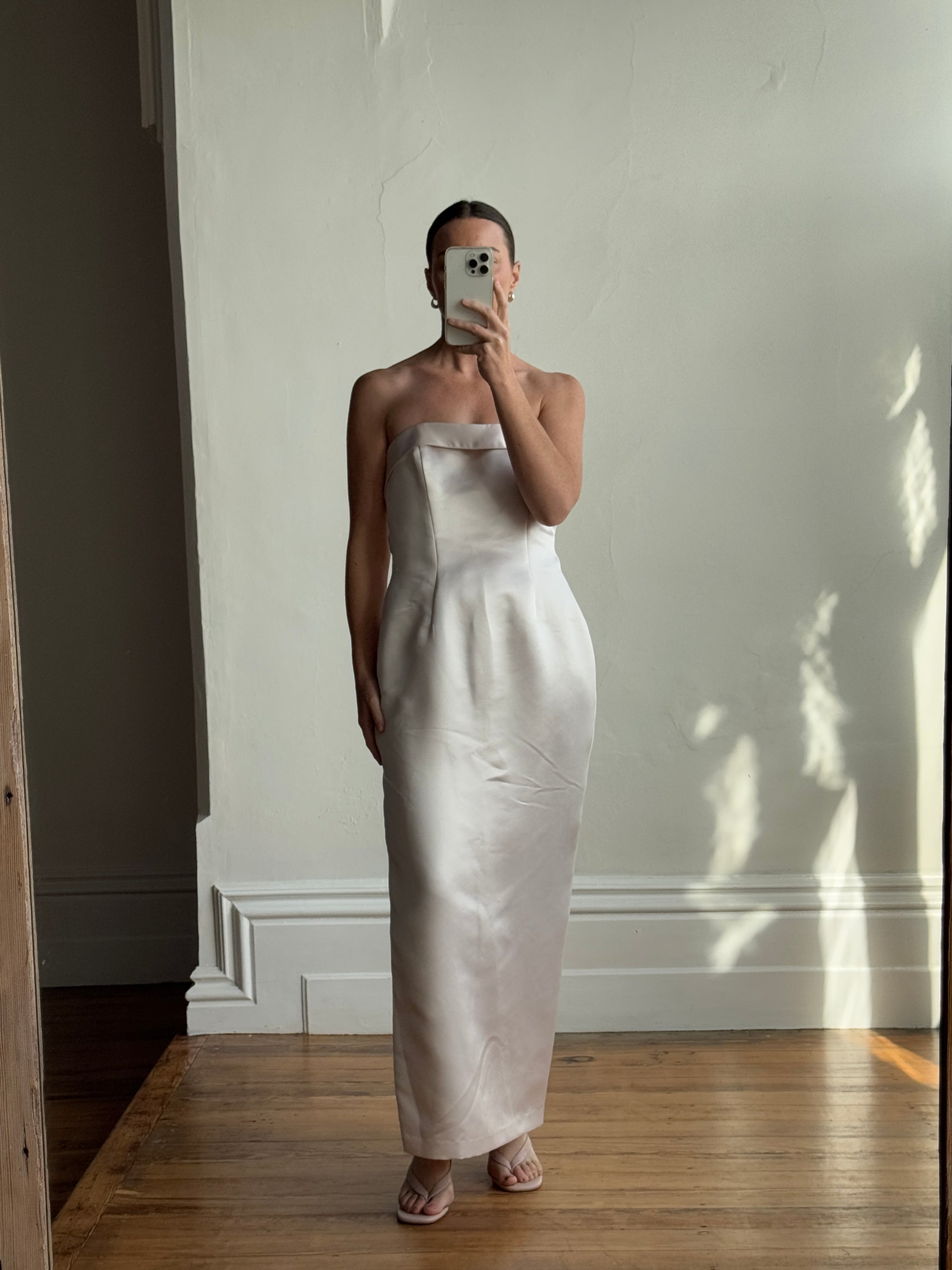 Vintage 90s Satin Classic Bow Bridesmaid Dress Baby Pink