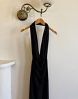 Vintage 90s Plunging Cowl Neck Body Con Dress Noir