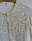 Vintage Wool Sequin and Bead Cardi Creme