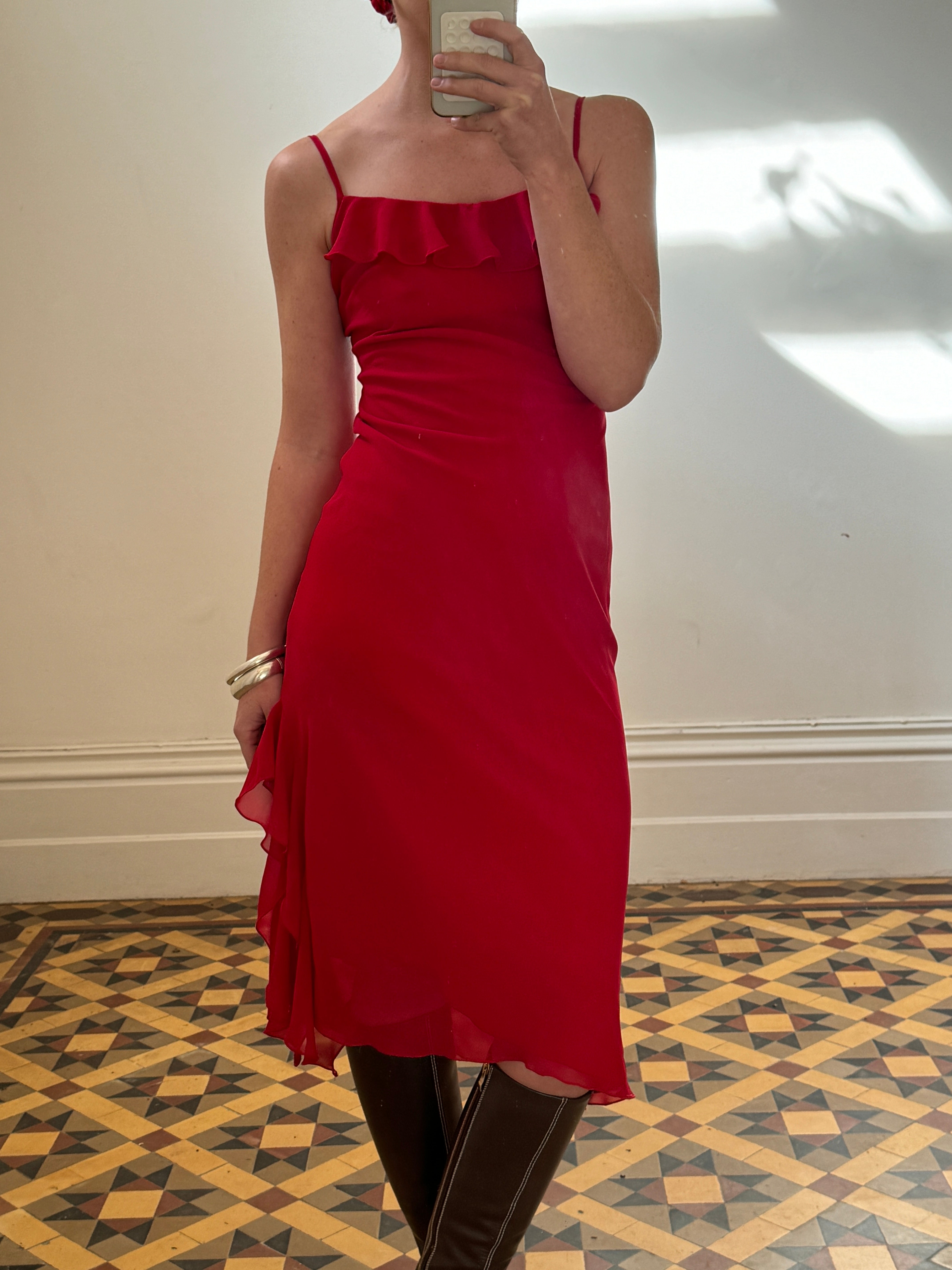 Vintage 90s Scarlett Red Slip Dress