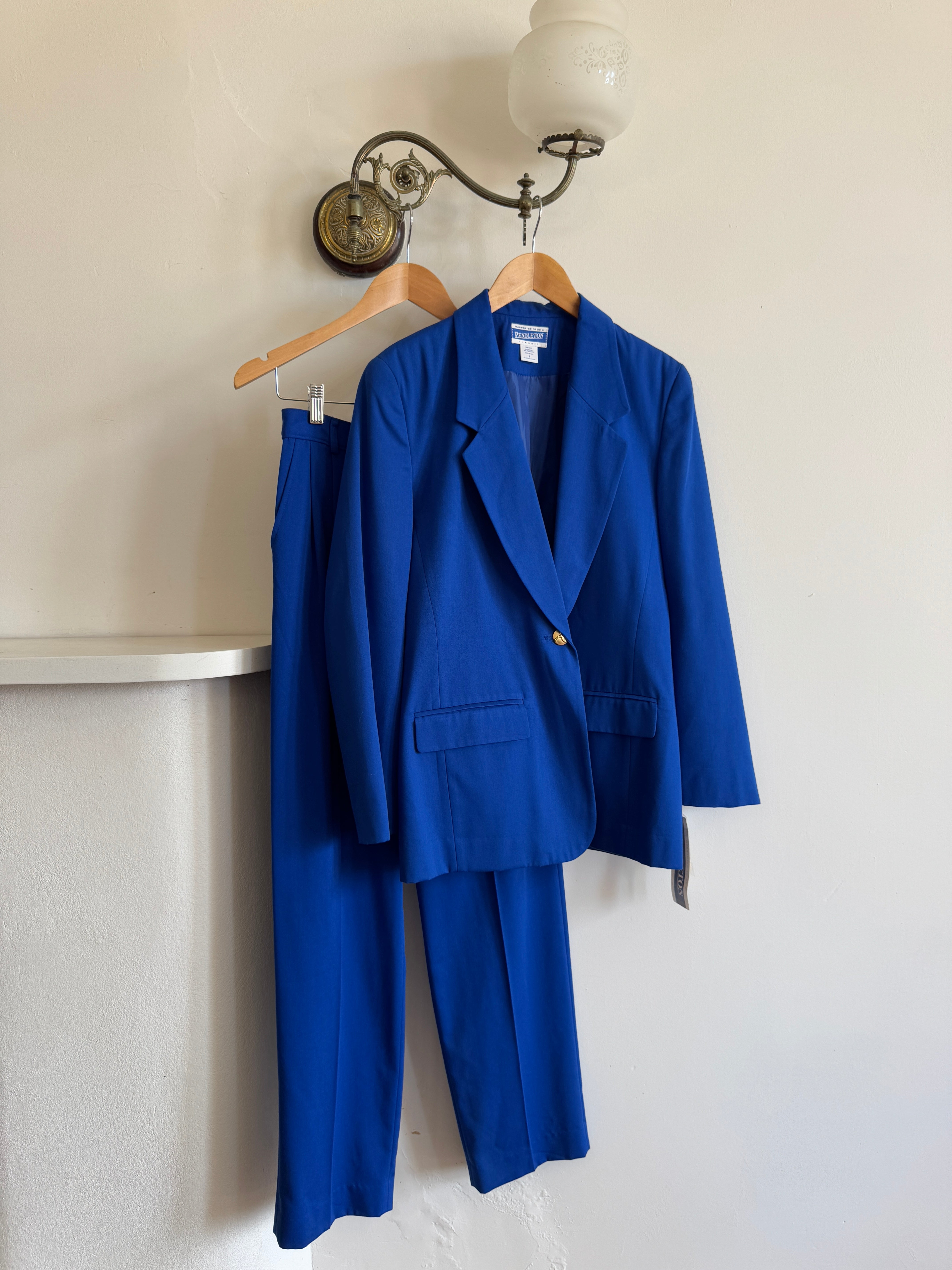 Vintage 90s Estate Cobalt Tailored Suit With Original Tags