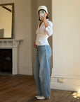 Vintage 90s Structured Collar Gathered Blouse Crisp White