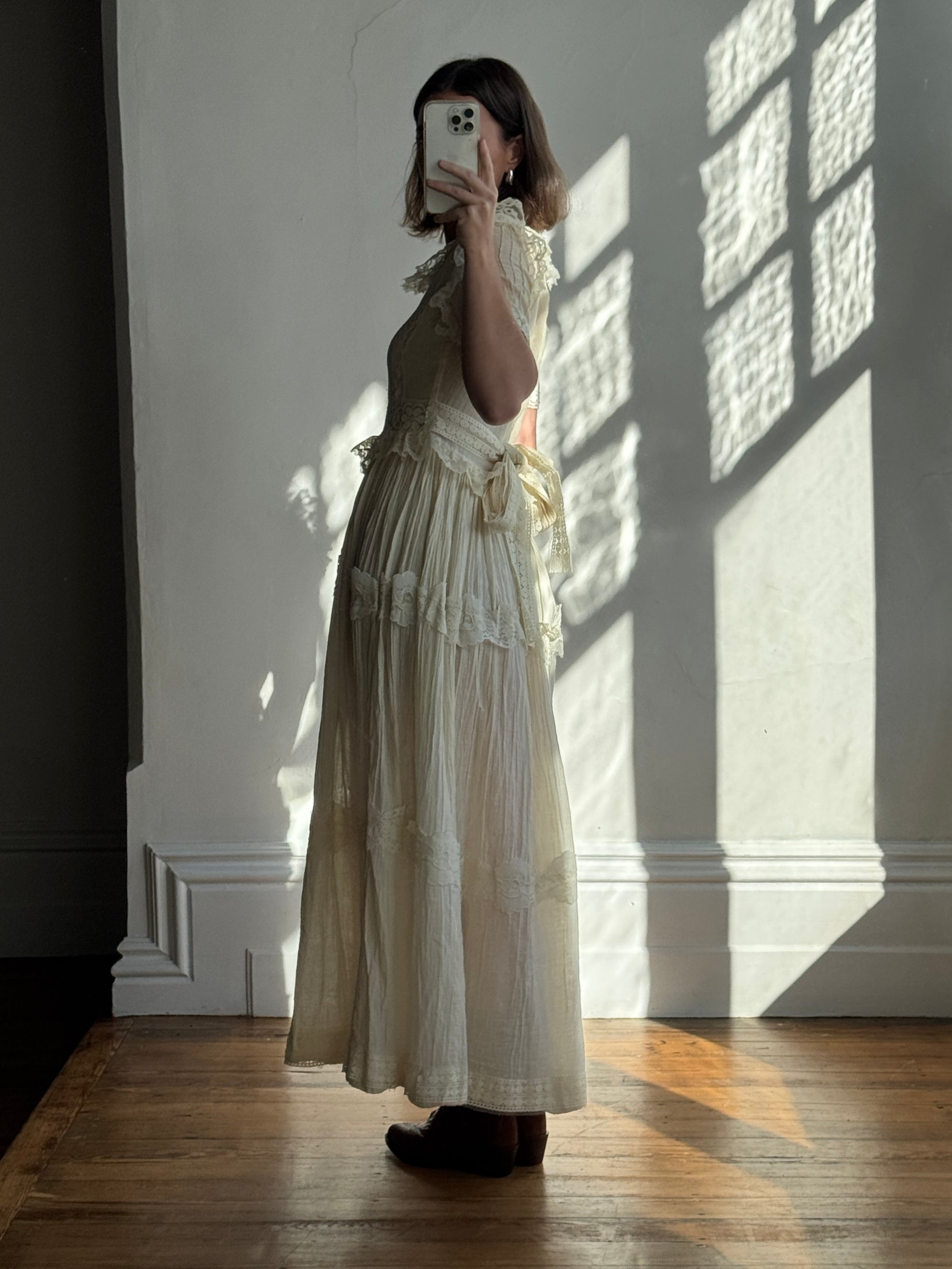 Vintage 70s Cheesecloth Prairie Sundress