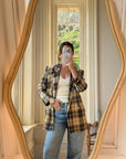 Vintage 90s Plaid Blazer Navy, Burgundy and Cream