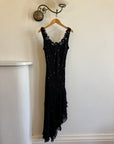 Vintage Y2K Pure Silk Sequin Fairy Dress Noir