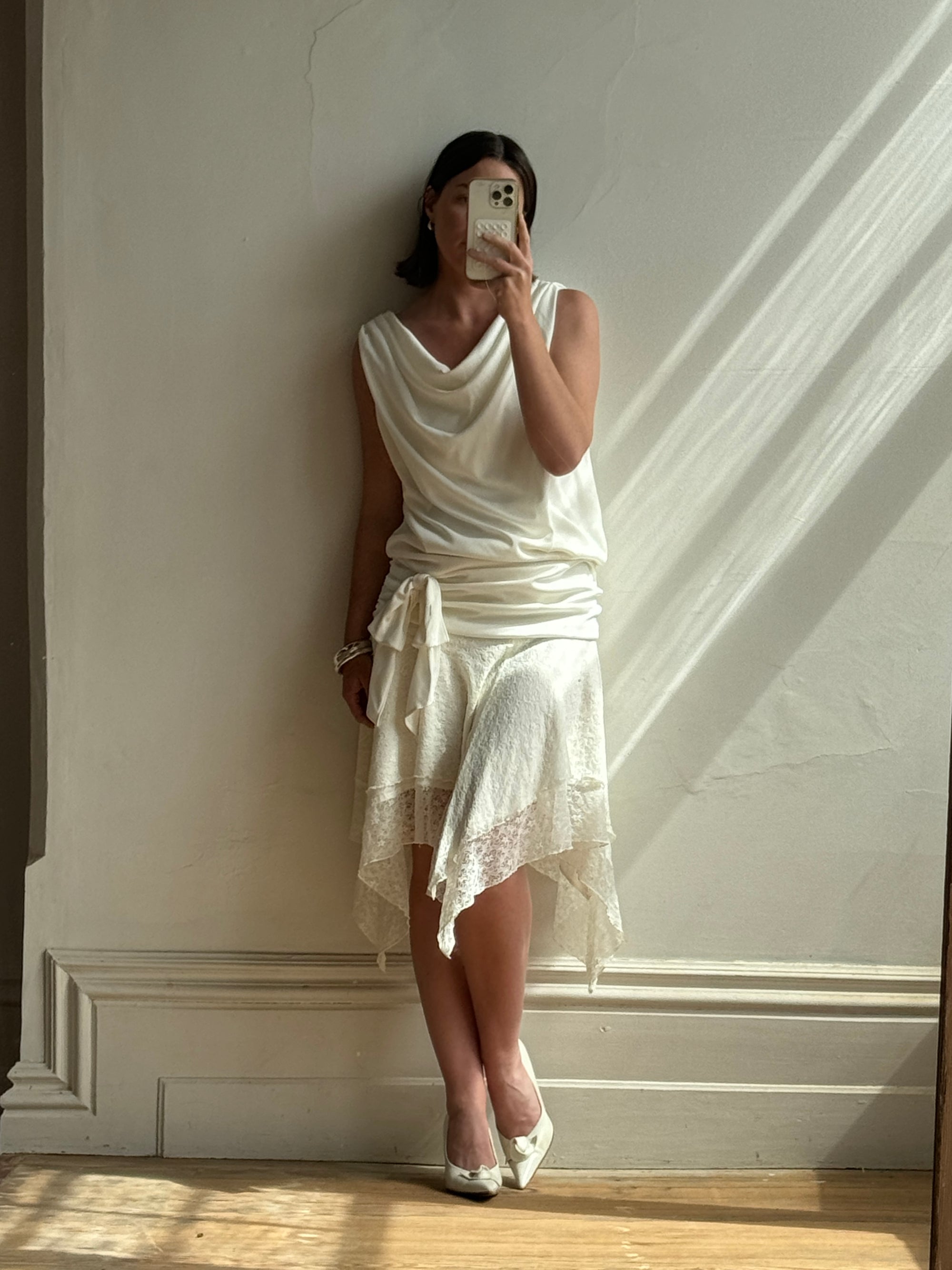 Vintage 80s Drop Waist Fairy Wedding Dress